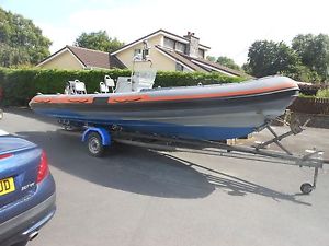 22 foot rib power fishing boat 200hp outboard engine roller trailer