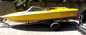 16 FOOT POWER SPEEDBOAT ALL FIBREGLASS WITH GOOD HULL TRAILER WITHOUT ENGINE V.G