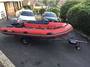 Excel 430 xhd inflatable boat RIB with 30hp Mariner Outboard, Diving, Rescue