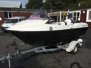 SPEED BOAT, JET SKI STYLE WITH 20HP 4 STROKE TOHATSU OUTBOARD, 3  SEATS, EX.COND