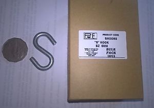 Strong 6MM "S" hooks box of twenty Z/Plated