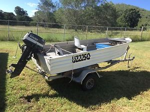 4.1m Aluminium tinny with 28 hp Mariner out board motor