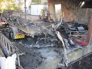 Aluminium boat fire damaged