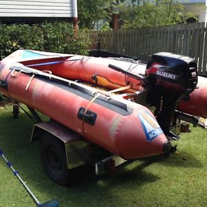 Inflatable Rubber Ducky Achilles with 15HP Suzuki Outboard and Trailer