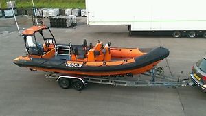 Delta 7.7X RIB + twin 100HP Yamaha 4 stroke outboards on SRC 9. Dive/Rescue Boat
