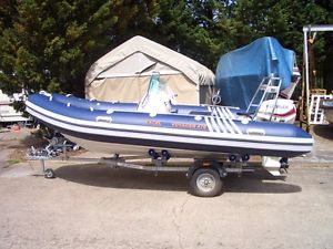 EXCEL VANTAGE 470 4.7M RIB RIGID INFLATABLE BOAT/ EVINRUDE 50HP/ ROLLER TRAILER