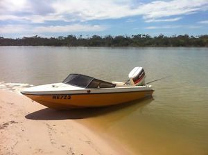 14 FOOT RUNABOUT BOAT - 75HP - INCLUDES FISH FINDER, TRAILER, NEW WINCH & TYRES!