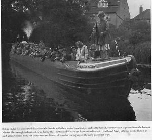 narrow boat canal boat pair of historical wooden boats Mabel and Forget me Not