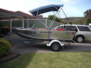 quintrex boat, mercury motor and trailer