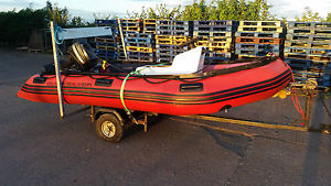 3.8M QUICKSILVER RIB BOAT WITH TRAILER AND 10HP XR MERCURY