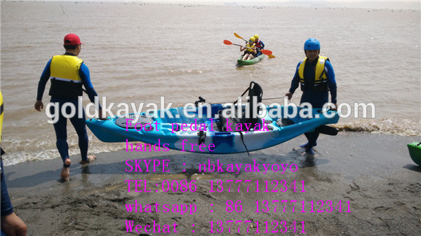 single foot pedal kayak with 8xflush rod holder , 1xaluminum seat with handled controlled steern with 1xfoot pedal cylinder