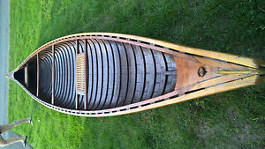 Cedar Canvas Wrapped Canoe - Very Old but Like NEW!