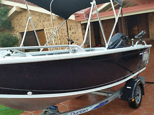 SOLD Anglapro aluminium plate tinnie 3.94mtr with Suzuki 30hp elect start