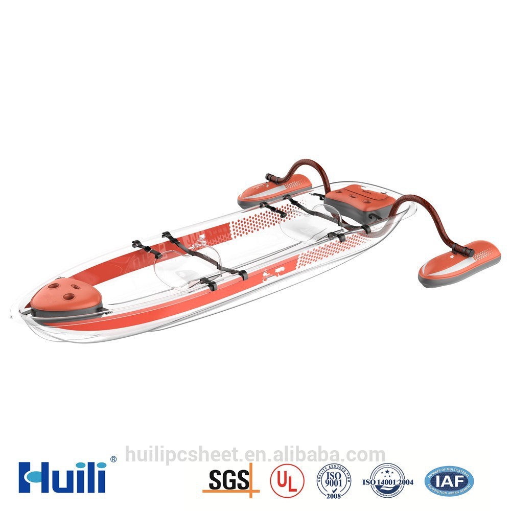 Huili Polycarbonate Transparent Kayak/ Clear Double Seats Canoe with Fashinable Design