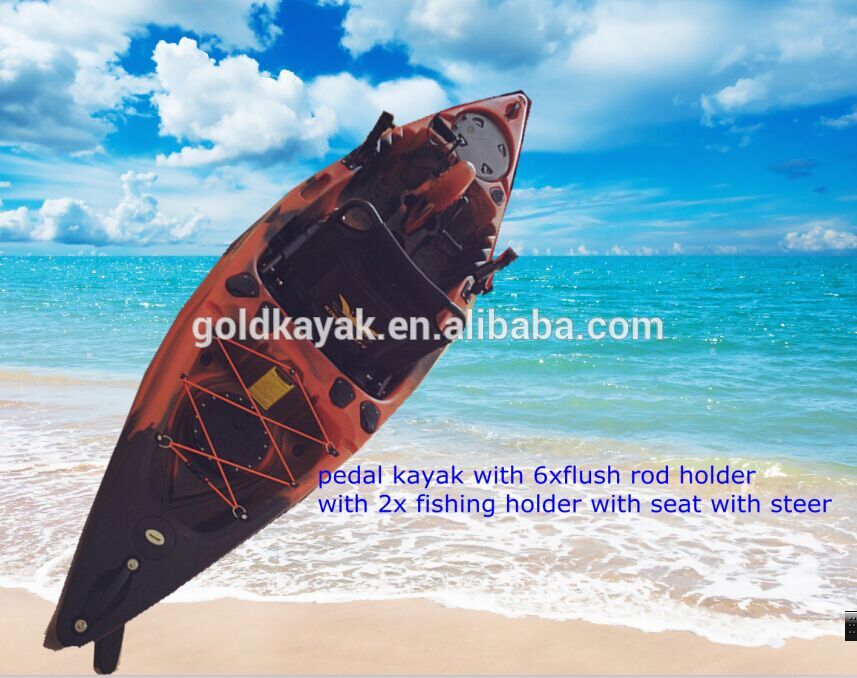 pedal kayak with6xflush rod holder ,with aluminum seat with steern with pedal system
