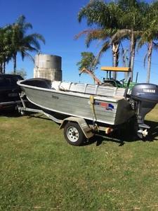 QUINTREX 4.10 METER TINNY 25HP YAMAHA OUTBOARD ALUMINIUM BOAT WITH TRAILER T