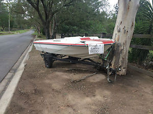 15 Foot Fibreglass Boat on Tilt Trailer with Electric Winch