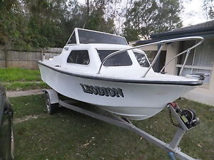 Stejcraft 15 foot Half Cabin Boat, Motor & Trailer