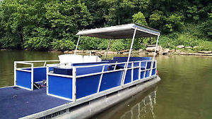 24' Pontoon Boat Playbuoy 24 Foot Mercury 85 HP ie- Deck Playboy Fishing
