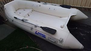 INFLATABLE TENDER.   FIBREGLASS BOTTOM