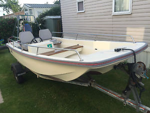 Dell Quay Dory 13ft Boat, Yamaha 15hp 2 Stroke Outboard, Snipe Trailer