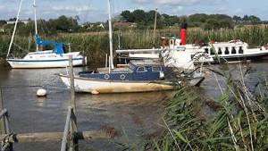 A project - 1960's Vintage single keel sailing yacht. On a trailer now, Wareham