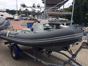Highfield Ocean Master 390 RIB, 2015 demo boat on a roller trailer, engine ready