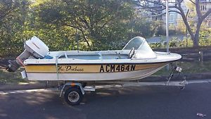 13ft boat with gear, 25hp outboard and trailer
