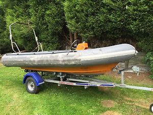 1992 Avon Searider SR4 4 metre hypalon Rib on hallmark galvanised trailer