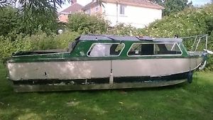 Dawncraft 27 GRP project canal boat for sale, watertight, no engine empty shell