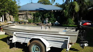 OUTBOARD MOTOR REGISTERED ALUMINIUM BOAT TRAILER, TOHATSU 18HP NOWRA AREA