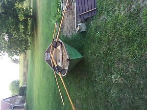 Handcrafted wooden row boat