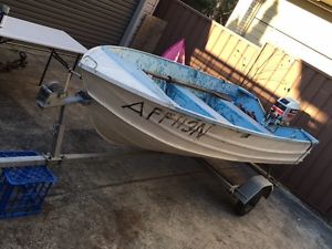 Quintrex 3.7m Aluminium Tinny, 8hp Johnson, Tracer Trailer, All Registered