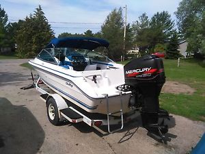 1998 mercury 150hp / 1991 sea ray 180 open bow outboard boat trailer  no reserve