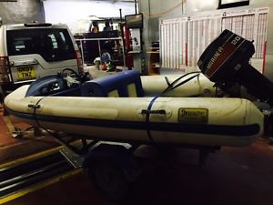 flatacraft 3.2mtr rib tender launch 20hp mariner outboard with boat trailer