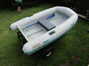 RIB INFLATABLE BOAT TENDER 2.4M 5hp OUTBOARD ENGINE GREAT CONDITION WITH TRAILER