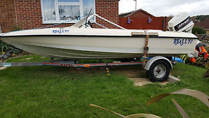 14ft Fletcher speed boat, rapid trailer & Johnson 60 outboard