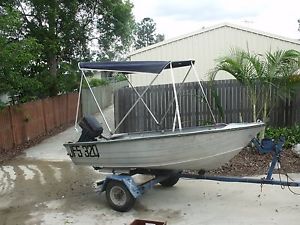 3.m  Tinny 8hp Evinrude motor  and trailer