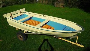 11ft Rowing Boat with  Trailor and Vintage Oars