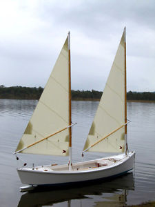 Twin masted wooden sailing boat