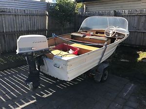 4M Quintrex and Trailer with 18HP Evenrude all rego selling quick and cheap.
