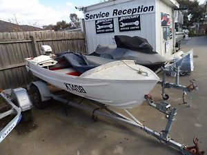 tinnie 11ft quintrex 6 hp johnson and trailer