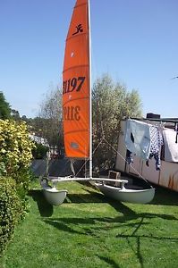 Hobiecat Catamaran 14 ft Sale No. 31197 includes trailer.