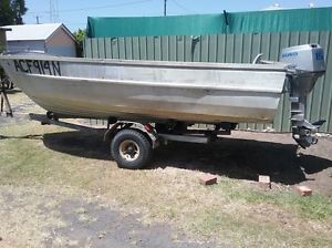 4.3 aluminium fishing boat with 15hp 4 stroke honda on galvanised trailer