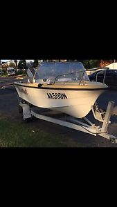 14 foot fibreglass boat and trailer with rego