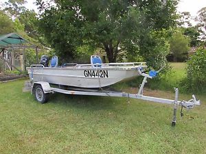 Aluminium-Tinny-Dinghy-Punt Style Hull Boat + Yamaha 20hp Motor on Redco Trailer
