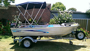 Seacraft Adventurer 360 boat tinny Tohatsu outboard and Seatrail boat trailer