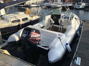 CABIN RIB BOAT 7.5 MTR EVINRIDE 225HO TWIN AXLE TRAILER