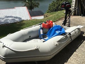 quicksilver inflatable 3m boat and 5hp mercury outboard