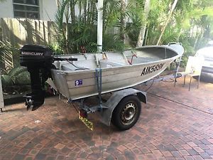 13 ft Aluminium Tinny with 15 hp Mercury Motor and Trailer